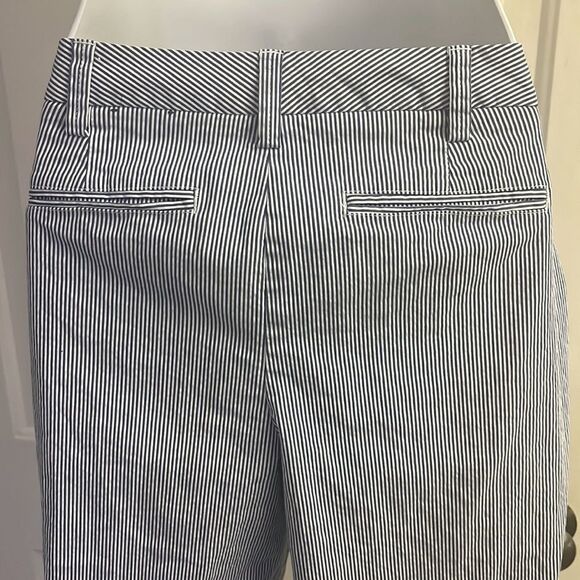 Land’s End Blue and White Vertical Striped Fit 2 Cropped Cotton Blend Pants- Siz - Picture 8 of 13